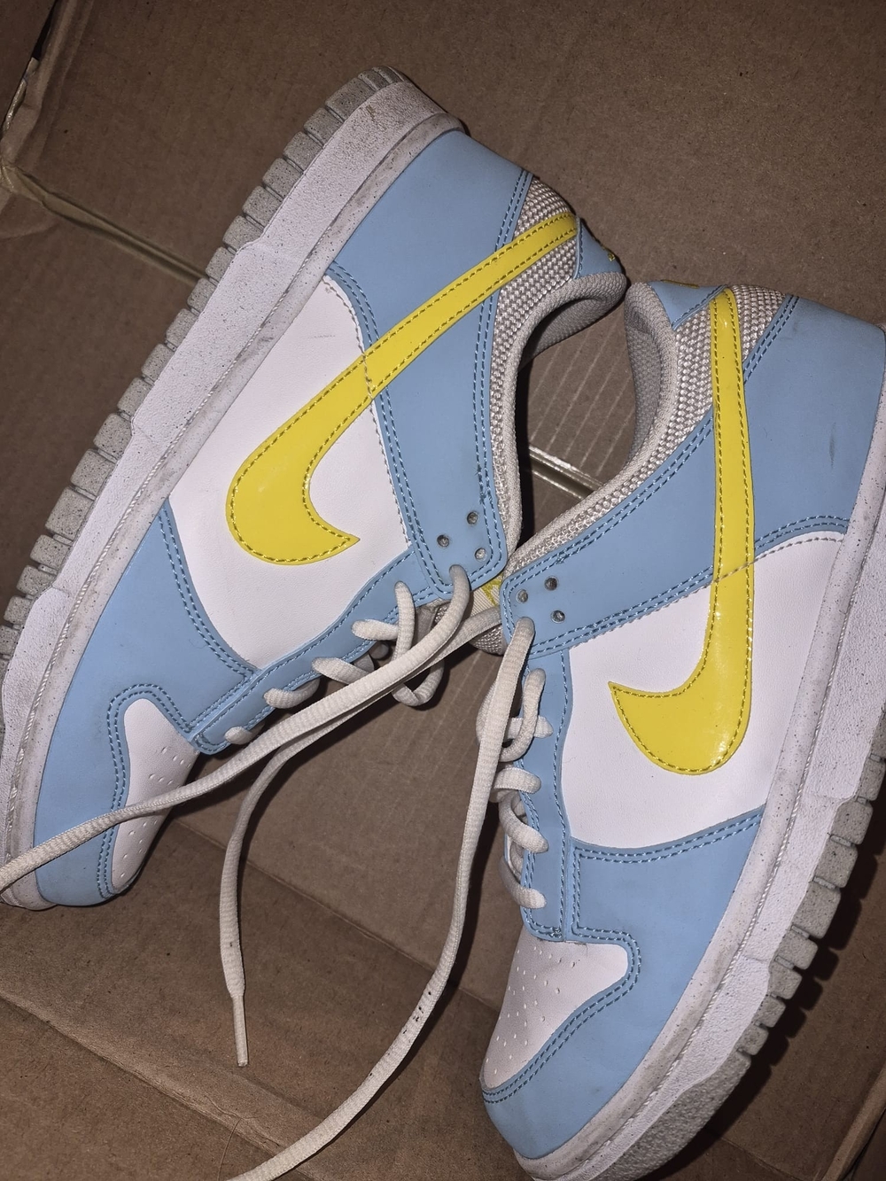 Nike Light Blue and Yellow Low-Top Sneakers
